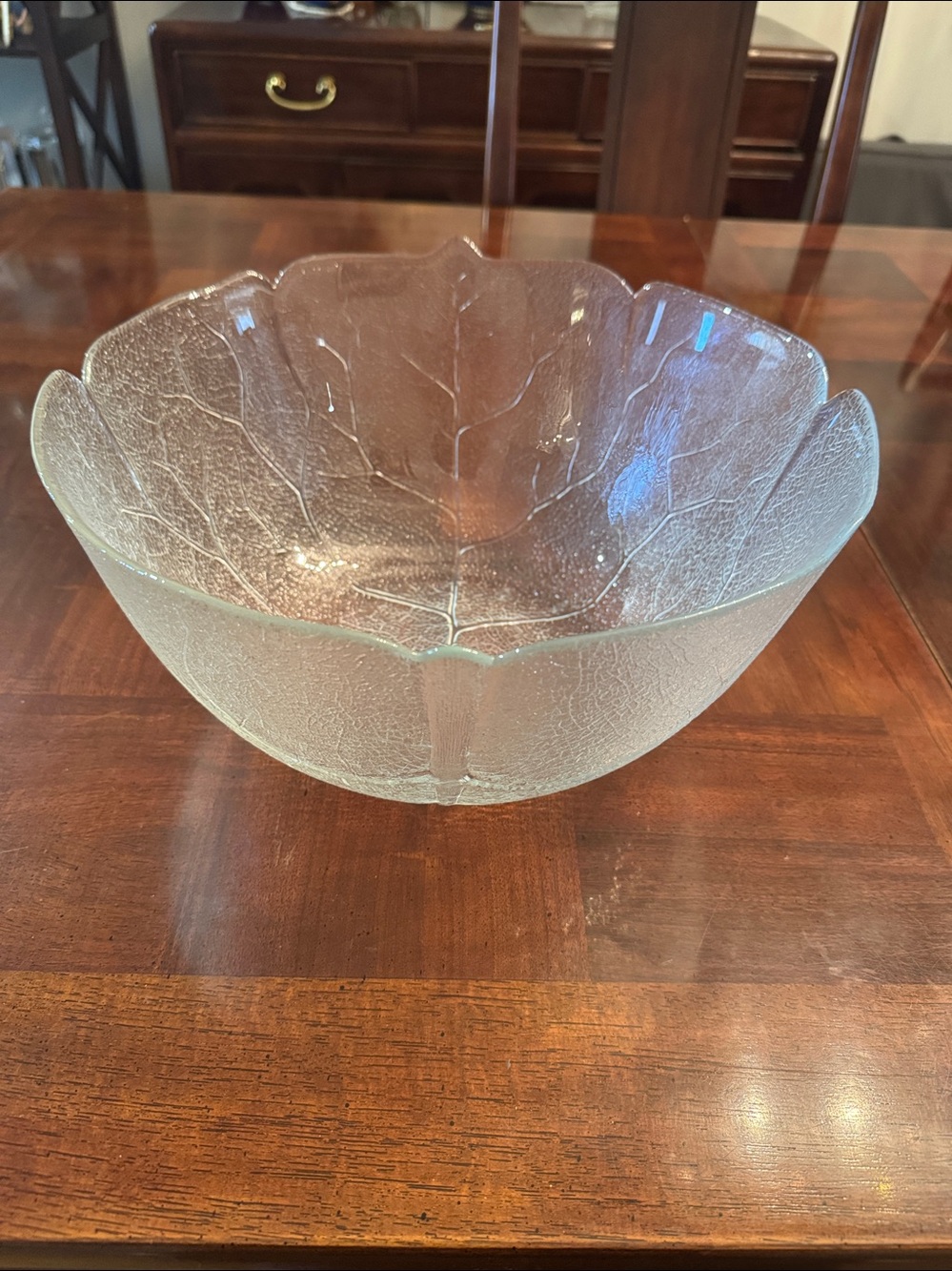 12" Arcoroc Aspen Leaf Jumbo Salad or Punch Bowl Made in France